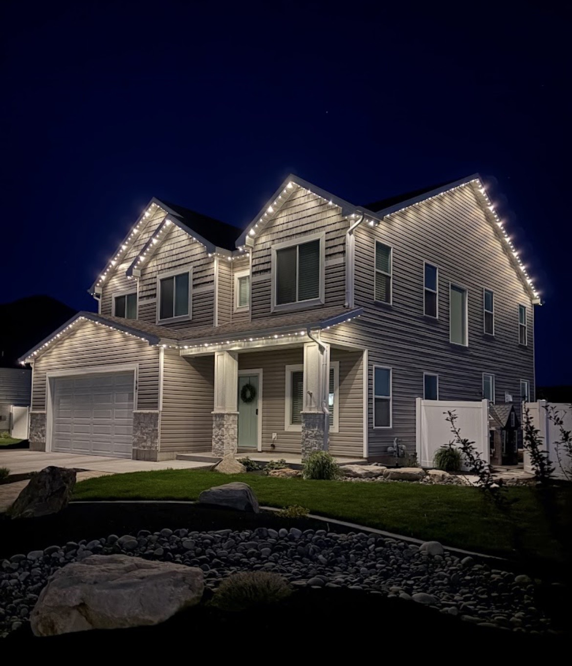 Full-home warm white roofline lighting